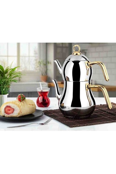 Yıldız çelik Lines Şahmeran Gold Büyük Çaydanlık 3,85 Litre