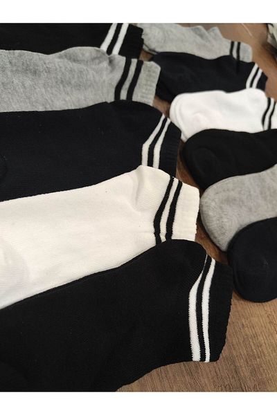Leement socks 12 чифта тънки летни памучни спортни чорапи до глезена - на райета