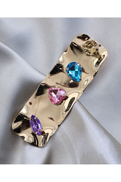 Rachel Gold Colored Rhinestone Hair Clip-8 cm