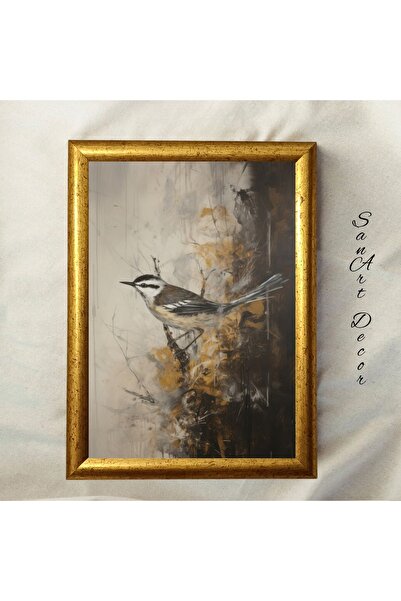 Sanart Vintage ζωγραφική με κορνίζα, ελαιογραφία, ζωγραφική με κορνίζα, καλλιτεχνική διακόσμηση, ζωγραφική πουλιών