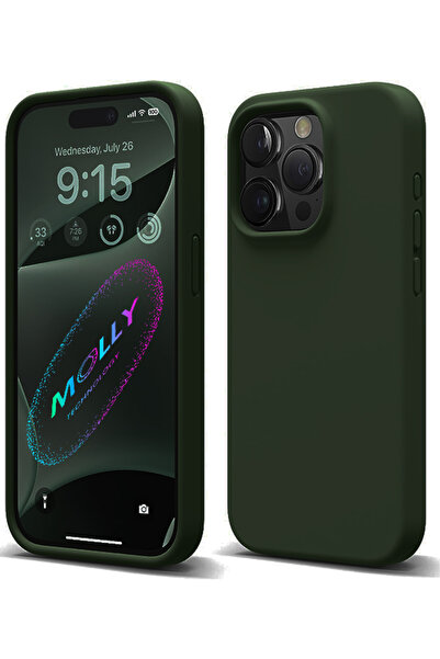 Molly iPhone 14 PRO MAX İçin Avcı Yeşili Liquid İçi Kadife Silikon Kılıf