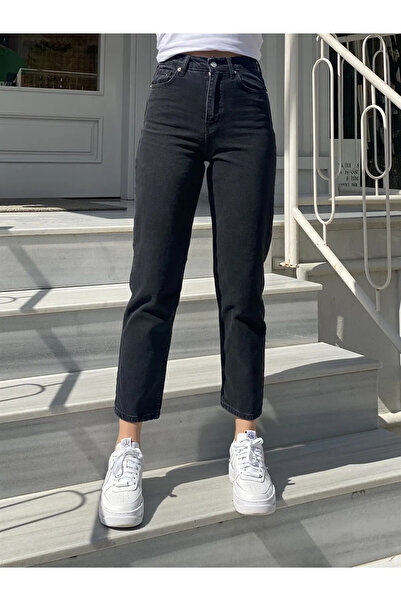 dressmix Lara Mom Siyah Rahat Kesim Comfort Yüksek Bel Jean