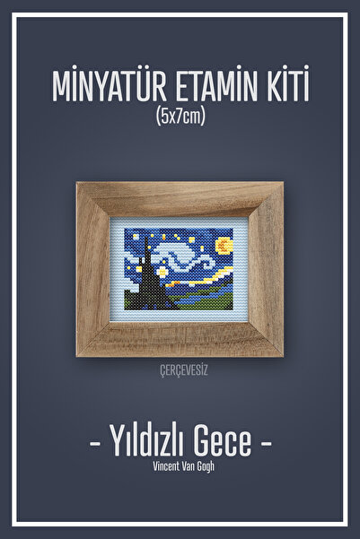 Duxud Yıldızlı Gece (STARRY NİGHT) Dmc Muline Çerçevesiz Mini Etamin Kiti 10x...