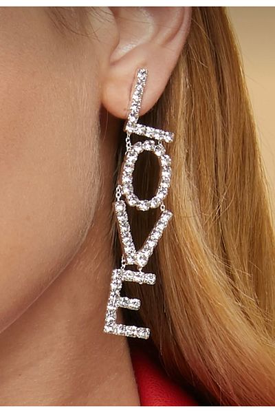 Be Best Women's Silver Color Crystal Zircon Stone Love Earrings EB773