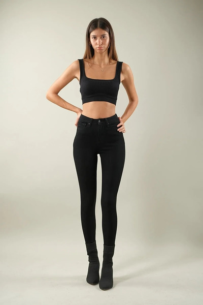 dressmix Μαύρο Ψηλόμεσο Slim Skinny Slim Leg Colorfast Τζιν παντελόνι