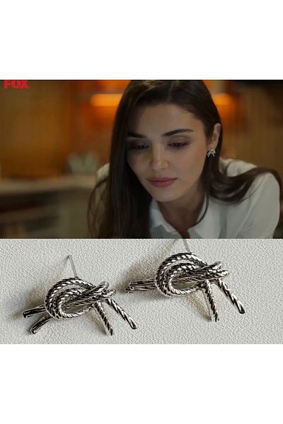 Sujewelry Hande Erçel knot earrings tiff co model earrings