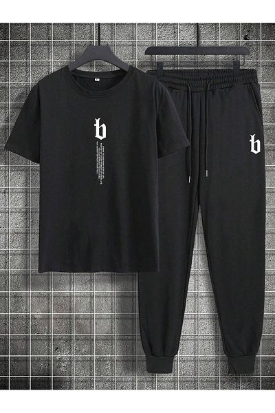 DAXİS Sportwear Company Unisex Tracksuit Set - Tracksuit T-shirt Top and Bottom Set