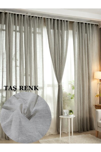 MebelPort Curtain Keten Tül Foldet Amerikan Pileli 1/3 Sıklık (KORNİŞ VE RUSTİK İÇİN UYGUN)