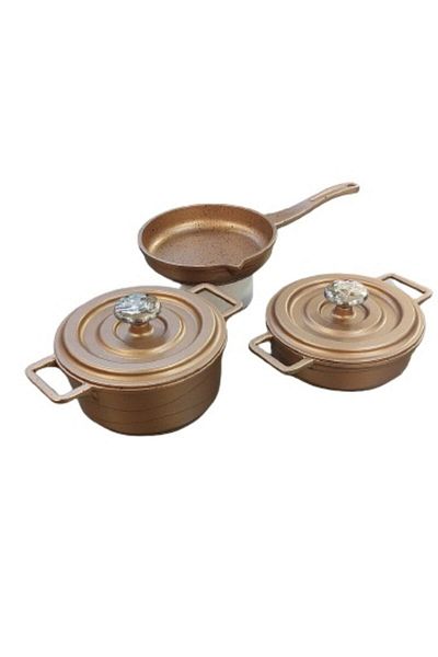 OMS PASLANMAZ Oms Jr.mini Cast Iron 5 Piece Pot and Pan Set 14cm