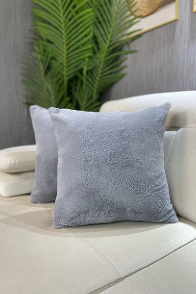 Paris Life Rabbit Plush Throw Pillow Cover - Light Gray (1 Piece)