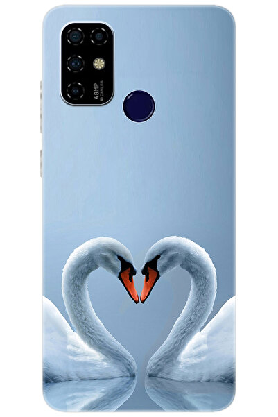 CASPER Via F20 Uyumlu Kılıf Desen Baskılı Silikon Kuğ ve Kalp STK:305 CP-08UZn3c