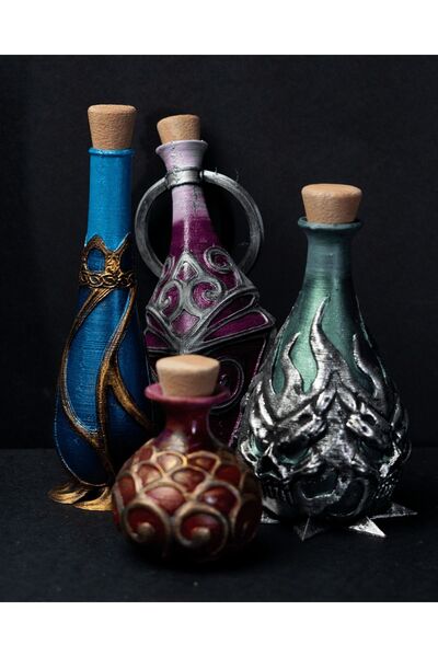 gimto3d Cadılar Bayramı 4lü İksir Şişeleri - Sabrina İksir Envanteri Oyuncak Dekoratif Obje
