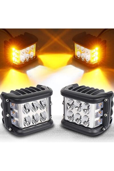 Oto Çizgi 3 Mod Beyaz Turuncu Flaşlı 45w 12 Led Off Road Lambası Delici Yayıc...