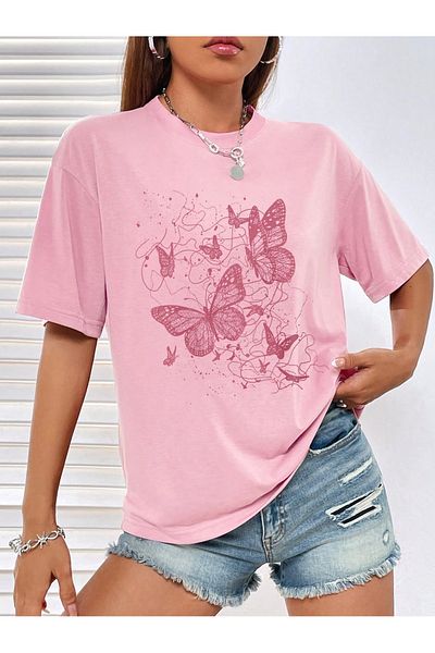 wicromed Μπλουζάκι Unisex Oversize με στάμπα πεταλούδων