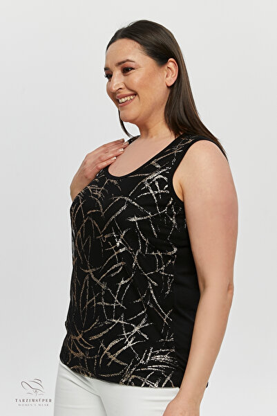 tarzımsüper Plus Size Thick Strap Comfort Model New Season Patterned Sleeveless 4 Seasons Casual Combed Cotton Tank Top