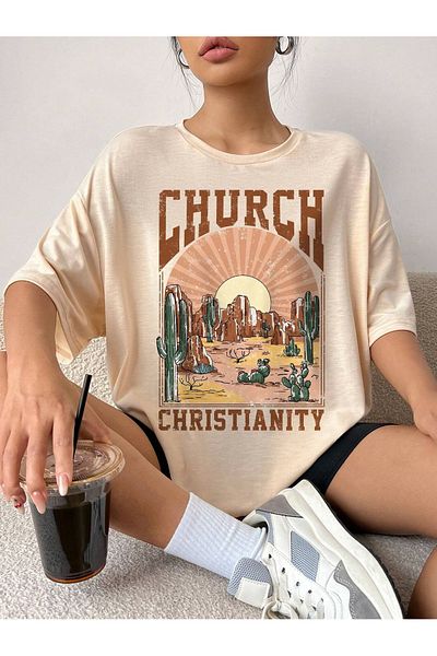 wicromed Church Printed Unisex Oversize μπλουζάκι