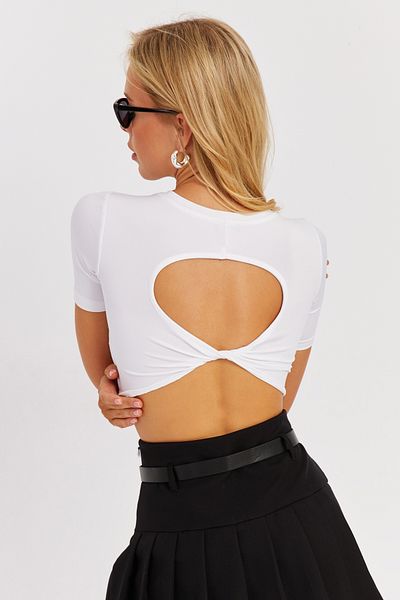 Cool & Sexy Bluză crop decoltată cu spatele alb pentru femei CY450