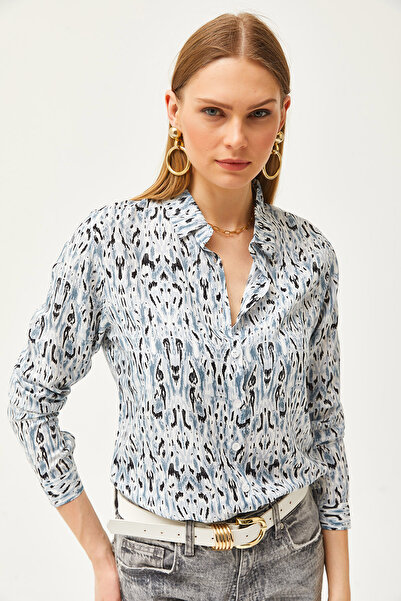 Olalook Dámská černá vzorovaná tkaná viskózová košile GML-19001190