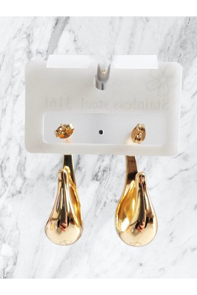 NFzzTakı Stainless Steel (316L) Gold Color Long Drop Model Trend Earrings