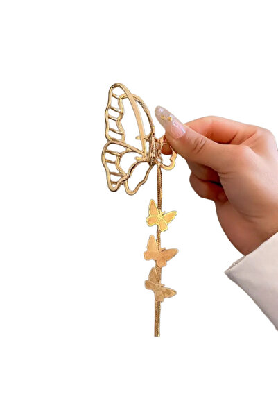 NFzzTakı Butterfly Figured Metal Dangle Gold Color Buckle