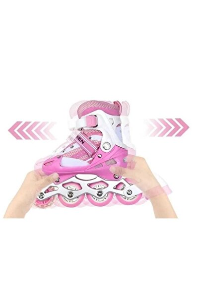 Depomiks Avm Adjustable Pink Practice Metal Skates And Helmet Knee Pad Elbow Pad Protector Set With Bag Gift