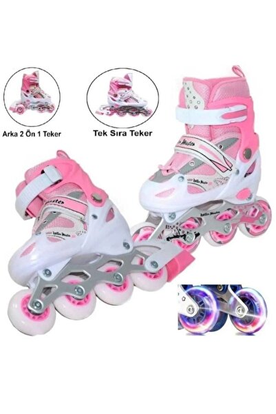 Depomiks Avm Adjustable Pink Practice Metal Skates And Helmet Knee Pad Elbow Pad Protector Set With Bag Gift