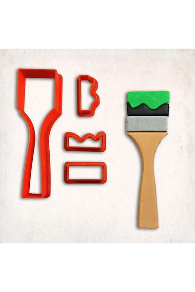 Butedo 4-Piece Paint Brush Mold Set with Cookie Detail