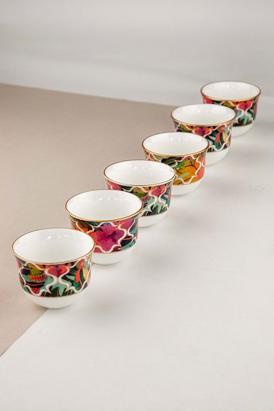 Bursa Porselen Dekor Tropic 6-Person Mirra Coffee Cup Set