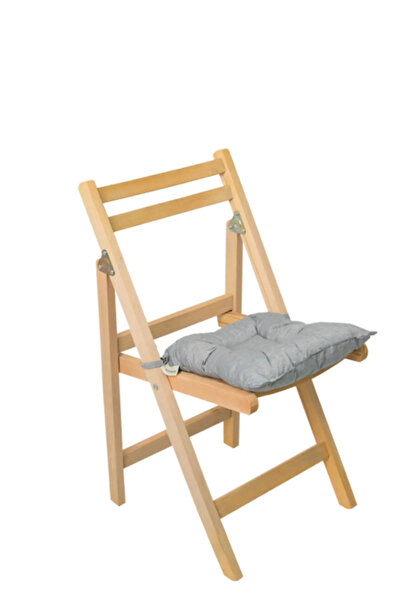 Rual Bahçe Balkon Mutfak Dolgulu Ahşap Sandalye Minderi Kendi Kumaşından İpli Premium 40x40 cm Antrasit