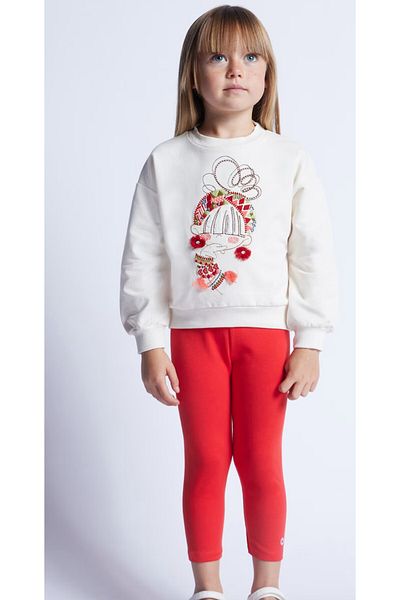 MAYORAL Summer Girl Embroidered Long Sleeve Sweat T-shirt