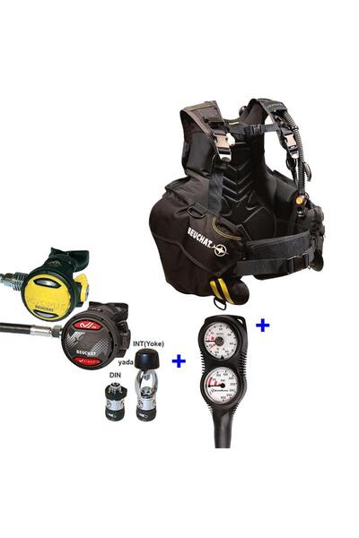 Beuchat Scuba Set FIRST, Regülatör, Ahtapot, 1DIVE Bc, Konsol, DIN-M-L