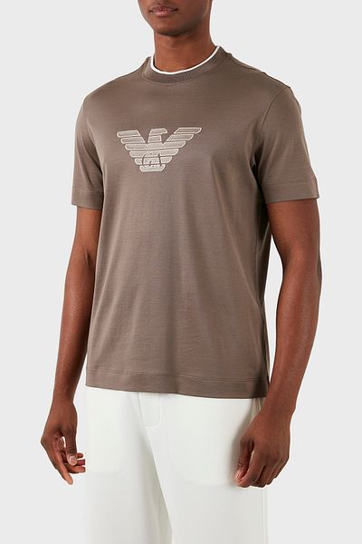 Emporio Armani Βαμβακερό μπλουζάκι με κανονική εφαρμογή με λαιμόκοψη ανδρικό μπλουζάκι 3D1TD4 1JUVZ 04B6