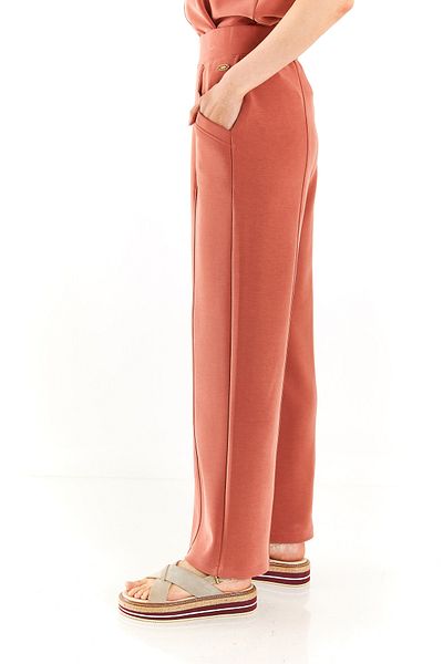U.S. Polo Assn. PAGEAN High Waist Elastic Waist Flare Cut Wide Leg Knitted Trousers