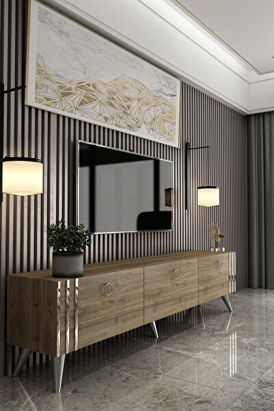 Givayo Mobilya ASTEL CEVİZ GÜMÜŞ TV ÜNİTESİ