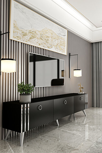 Givayo Mobilya ASTEL SİYAH GÜMÜŞ TV ÜNİTESİ