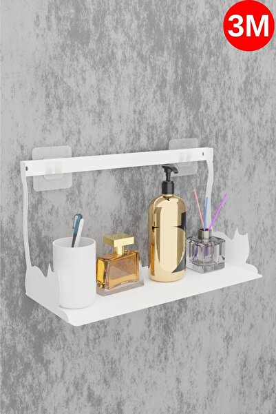 risingmaber Yapışkanlı Beyaz Kedi Desenli Banyo Düzenleyici, Mutfak Düzenleyi...