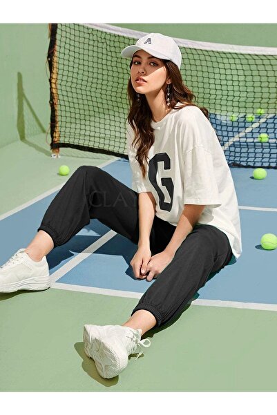 over head oh طقم ركض نسائي كبير الحجم مطبوع عليه شعار G