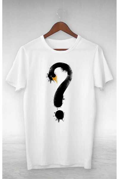 PERISENSE تي شيرت كبير الحجم مطبوع للجنسين من The Swan Head Question Mark