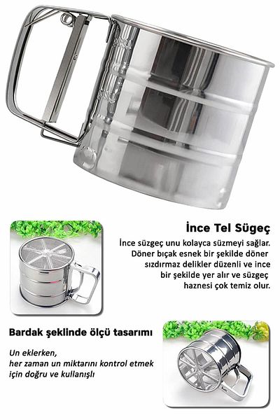 M Mimoza Park Stainless Metal Steel - Practical Flour Sieve Pastry Supplies