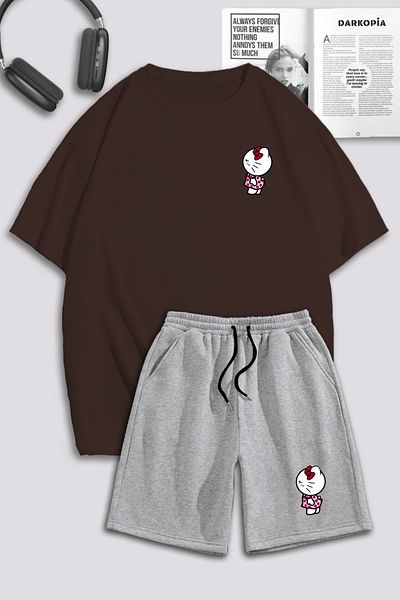 macklin Unisex Γυναικεία Ανδρικά Hello Kitty με στάμπα ειδικής σχεδίασης Σετ φόρμας μπλουζάκι και σορτς