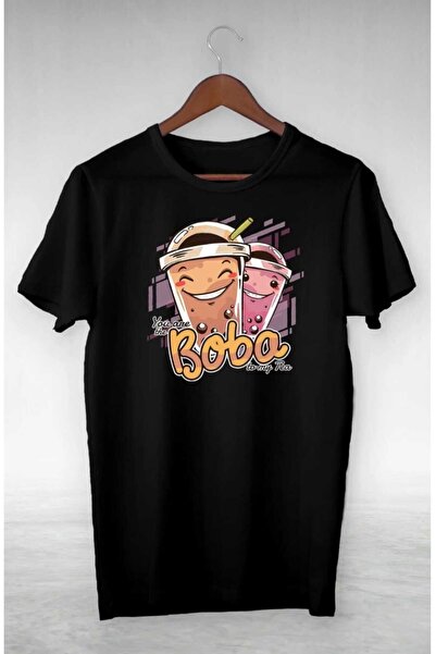 PERISENSE تي شيرت مطبوع كبير الحجم للنساء والرجال بتصميم بوبا للجنسين