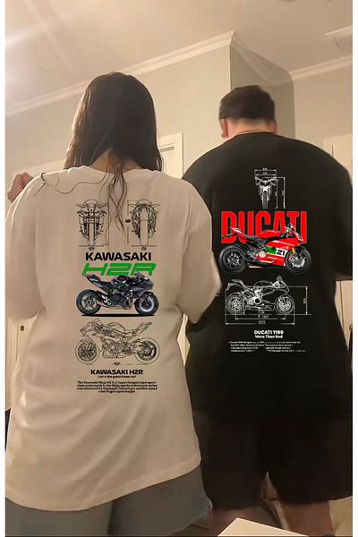 Touz Moda Μπλουζάκι Unisex H2r & Ducati Detail Oversize (Πωλείται μονό, Επιλέξτε χρώμα)