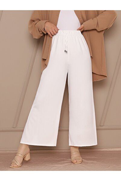 HİJABAYA Wide Leg Elastic Waist Trousers with Lacing Detail