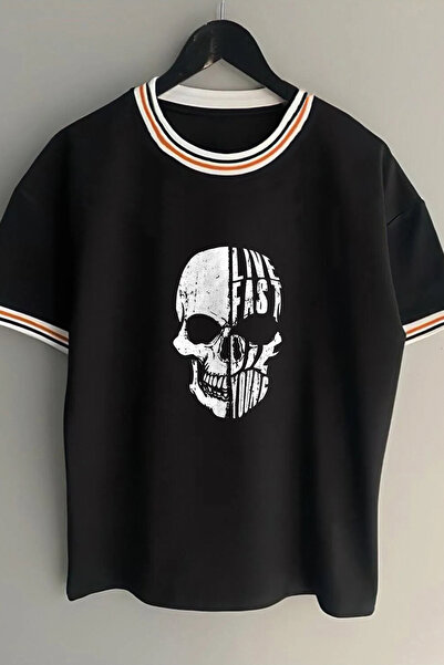 Vordevia Live Fast, Young and Die Printed Unisex New Season Oversize Mold Col...