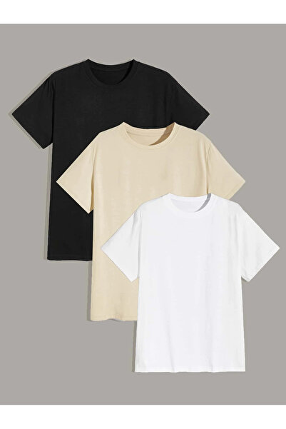 Deocept Ανδρικό Μαύρο Λευκό Μπεζ 3 Χρώματα Oversize Basic T-shirt