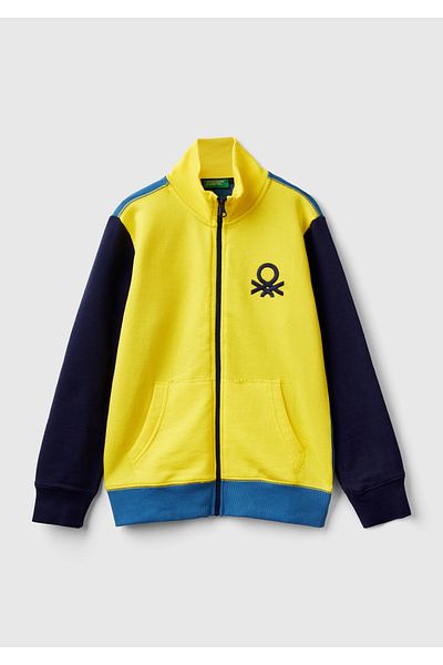 United Colors of Benetton Момчешки суитшърт с лого Saks в син цвят