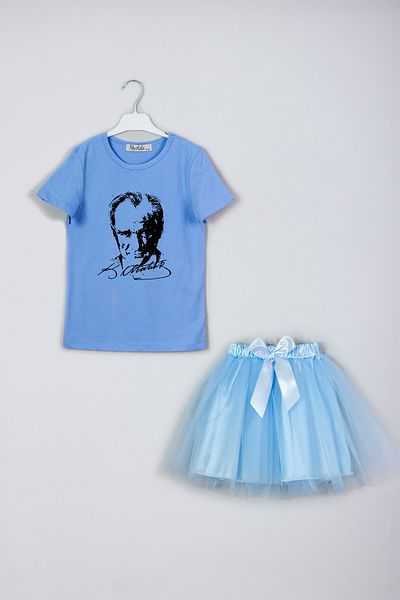 MYADA Set combinat fuste tutu siluetă și tricou cu imprimeu semnat Ataturk