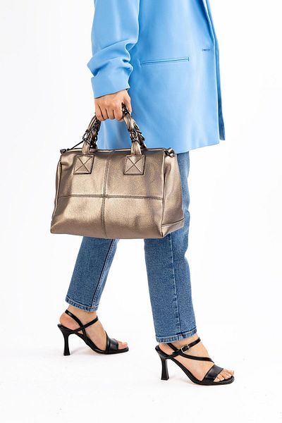 Getcho Torres Women's Bronze Mesh Handle Large Volume Women's Handbag Soft Leather Shoulder Bag Zipper Model