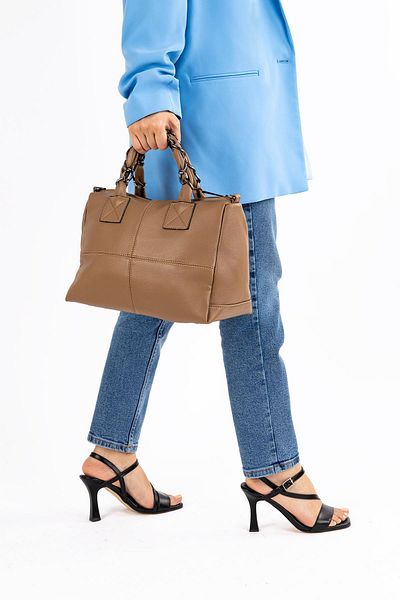Getcho Torres Women's Tupe Knitted Handle Large Volume Women's Handbag Soft Leather Shoulder Bag Zipper Model