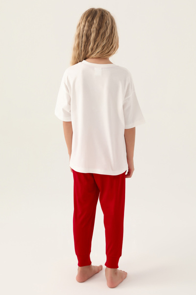 Rolypoly Rolly Polly- Kız Çocuk İkili Takım Beyaz - Kırmızı